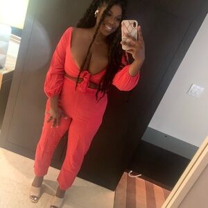 Red Women's Two Piece Pant Set